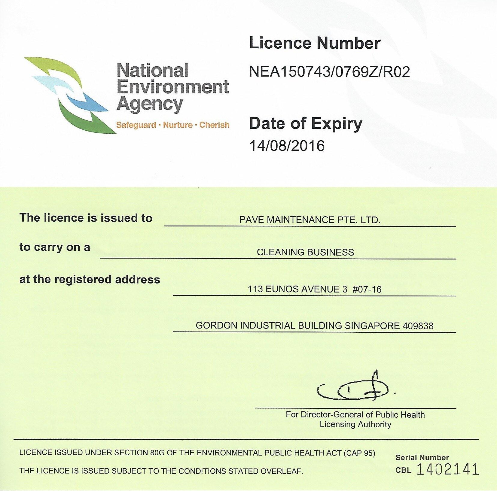 NEA cleaning business licence